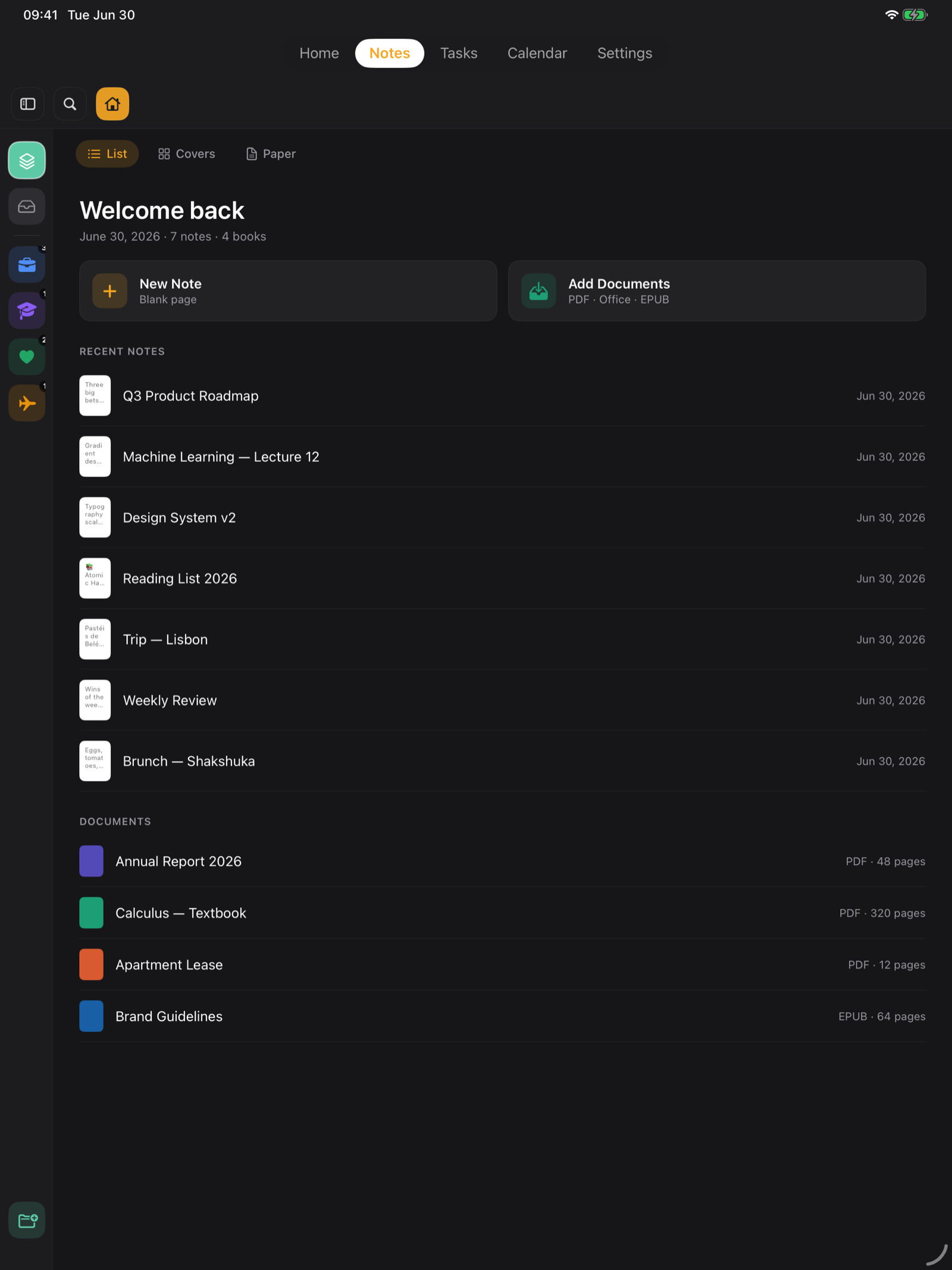 LuNote on iPad